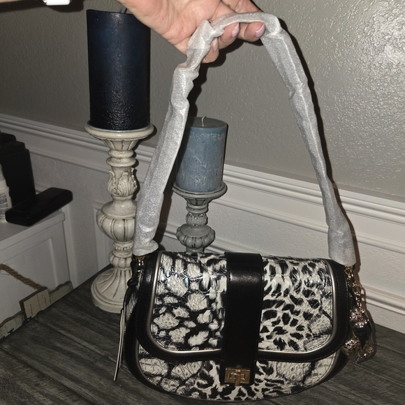 Brahmin Leopard Print Black and White Cynthia Cantata Shoulder/crossbody Bag NWT - Picture 1 of 10